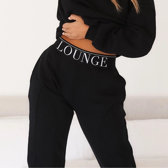 Black Lounge Sweatpants Jogger Style Structured - Picture 11 of 11